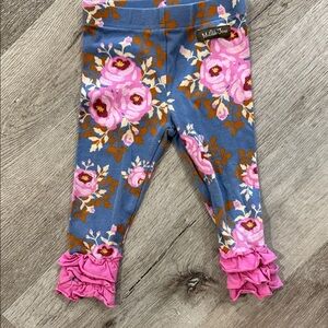 Matilda Jane Blue Floral Leggings with Pink Ruffles